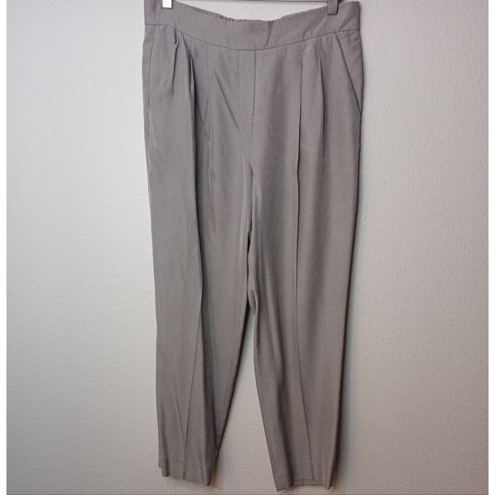 Babaton Silk Blend Cohen Gray Pleated Trousers Crop Length